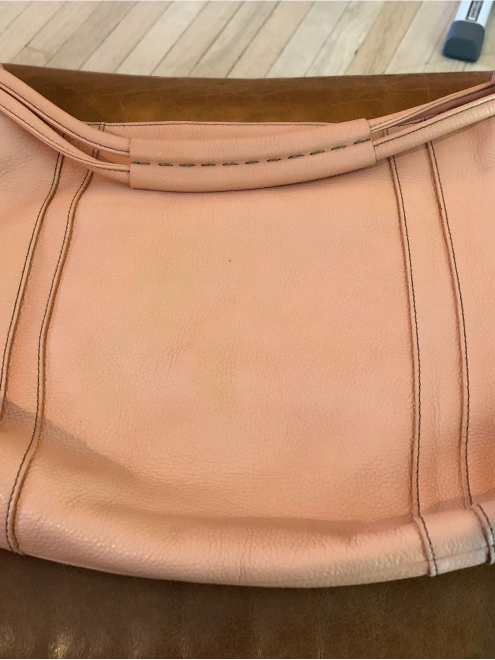 Soft Peach Leather Women’s Shoulder Tote Bag Beautiful- Like New